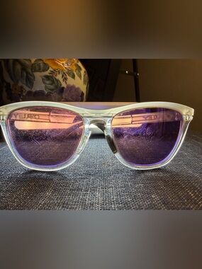 Oakley Clear Frame Sunglasses with Purple Lenses - Perfect Summer Glasses